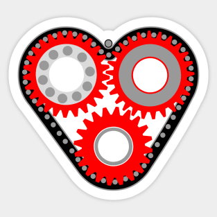 Red Mechanical Heart Sticker